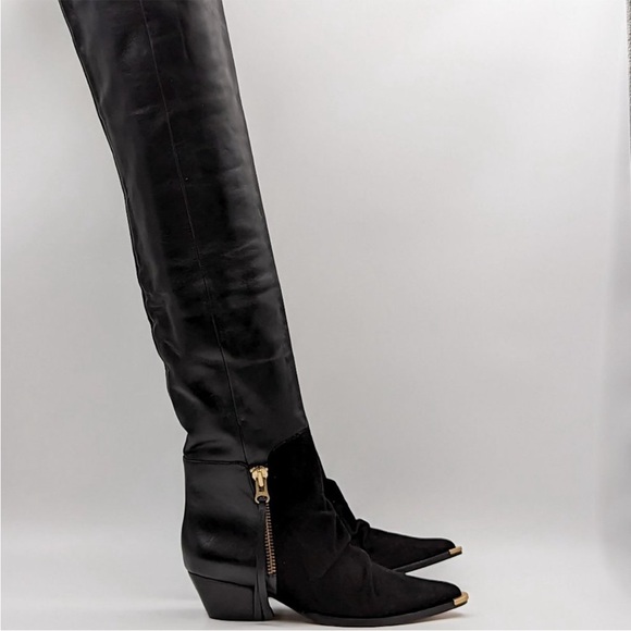 NEW Schutz Leather Tenia Overknee Boots Black 7.5 - Picture 4 of 13